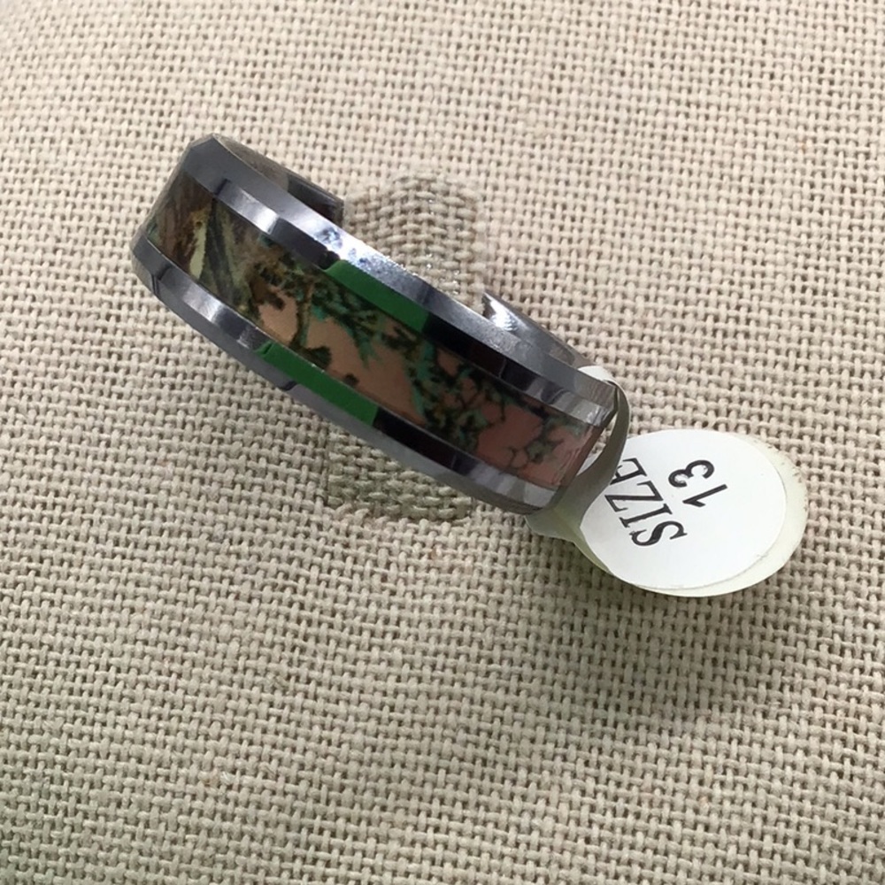 King Will 8MM Tungsten Carbide Men’s Mossy Tree Wedding Band - Picture 2 of 7
